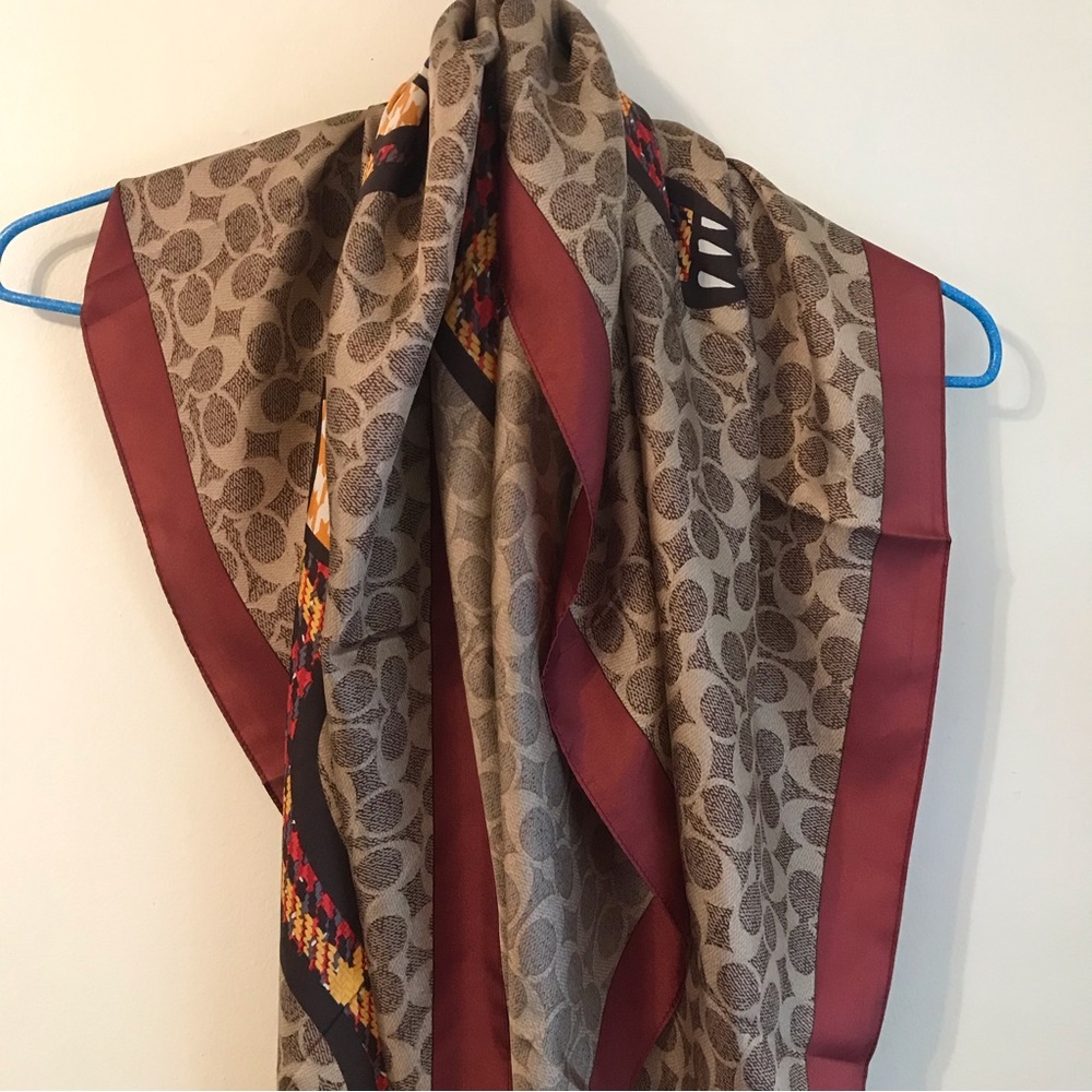🥰 Coach Plaid Rexy Print Silk Square Scarf - Picture 5 of 8